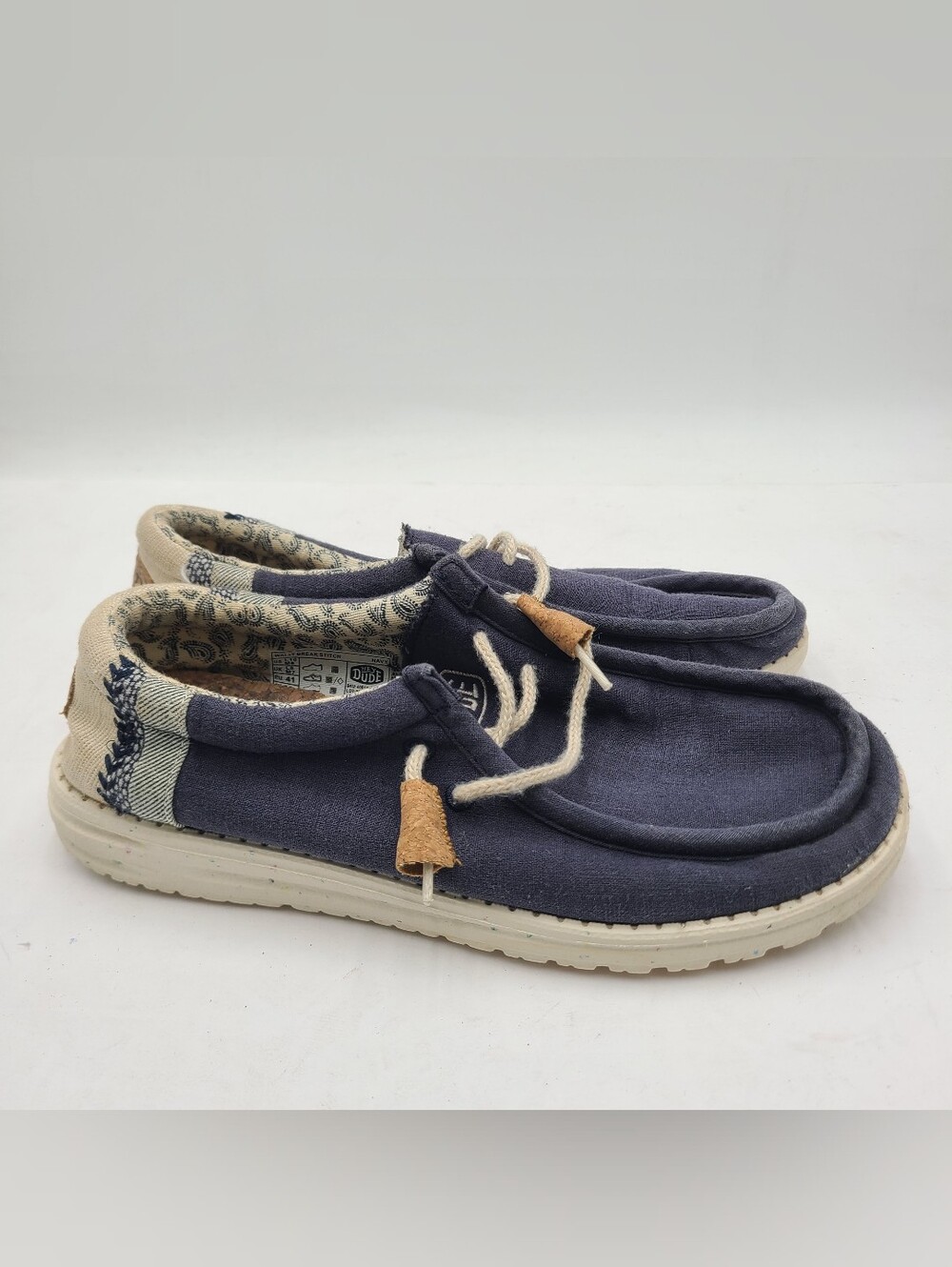 B51 Hey Dude WALLY BREAK STITCH Men's Casual Slip-on Navy US Size W 10 M8